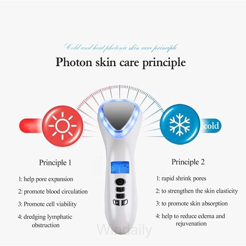 Neue heiße kalte Hammer Gesichts massage gerät Hauts traffung führte Facelift ing Schönheit Instrument Vibration Massage Gesicht Hautpflege-Tool