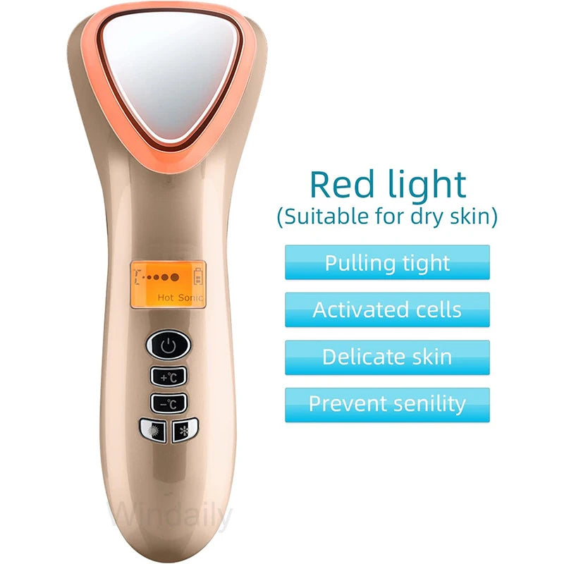 Neue heiße kalte Hammer Gesichts massage gerät Hauts traffung führte Facelift ing Schönheit Instrument Vibration Massage Gesicht Hautpflege-Tool