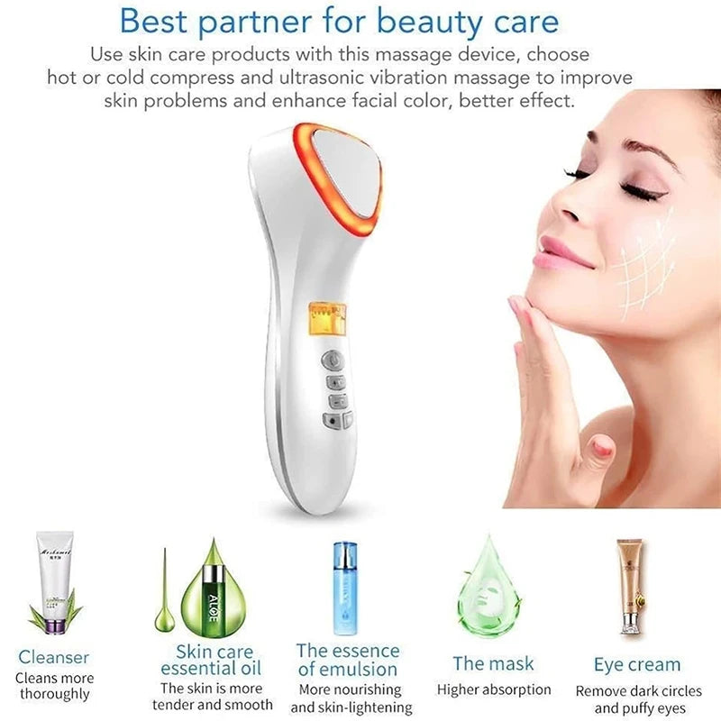 Neue heiße kalte Hammer Gesichts massage gerät Hauts traffung führte Facelift ing Schönheit Instrument Vibration Massage Gesicht Hautpflege-Tool