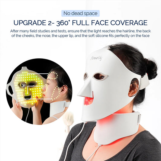 7 Farben Gesicht Hals Silikon Gesichts maske führte Licht Phototherapie Haut verjüngung Anti-Falten aufhellen Anti-Aging-Maske