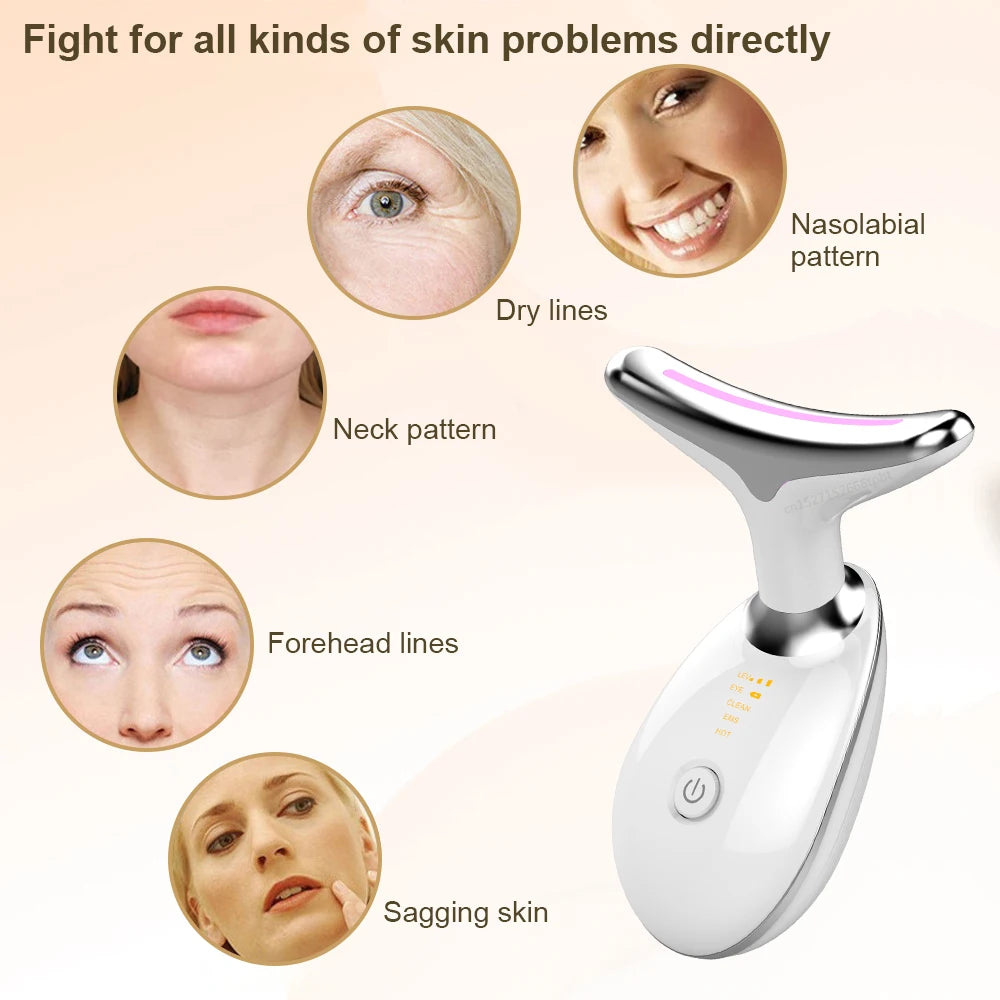 Microcurrent EMS Face Massager with LED Photon Therapy for Lifting, Tightening & Wrinkle Reduction.
